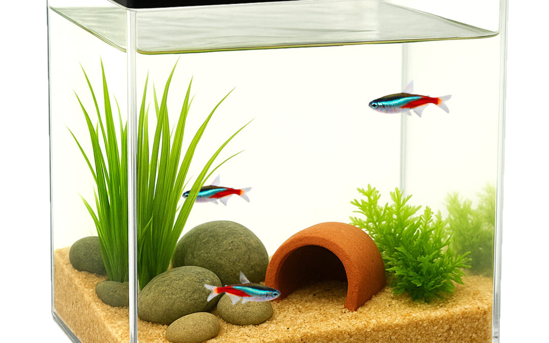 0.8 Gallon Cube Fish Tank with LED Lighting